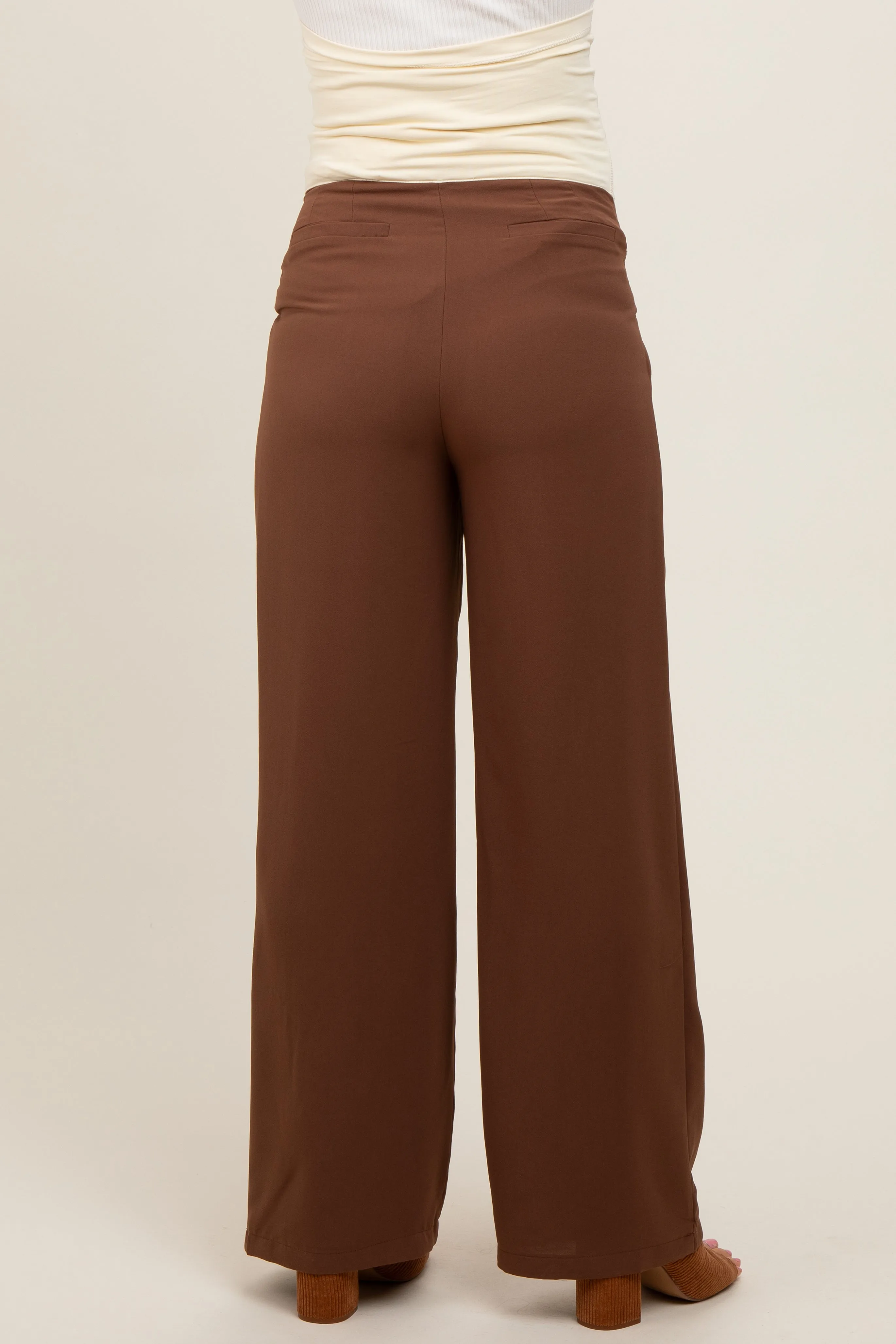 Brown Relaxed Fit Maternity Trousers