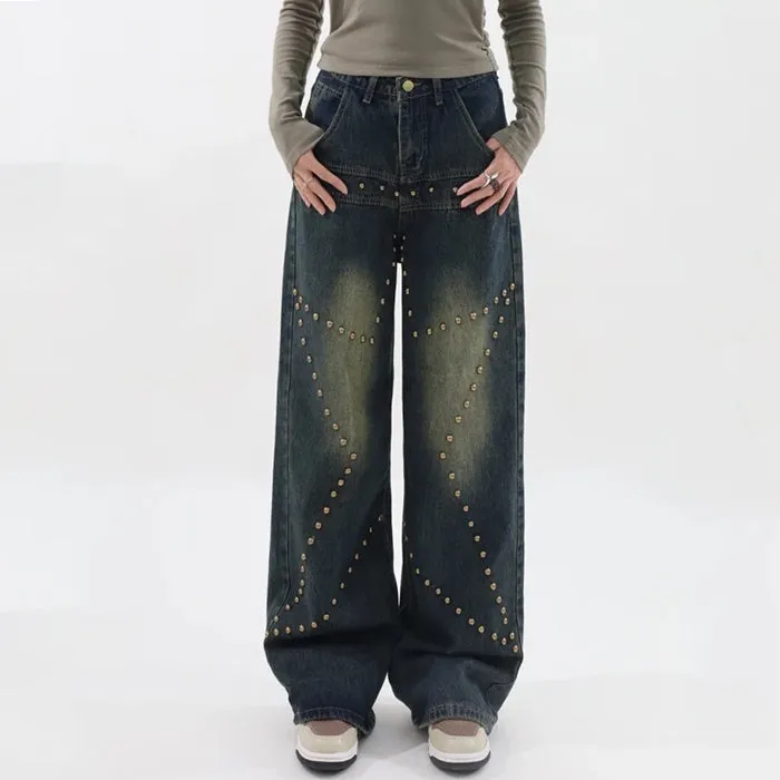 Brown Star Rivet Jeans