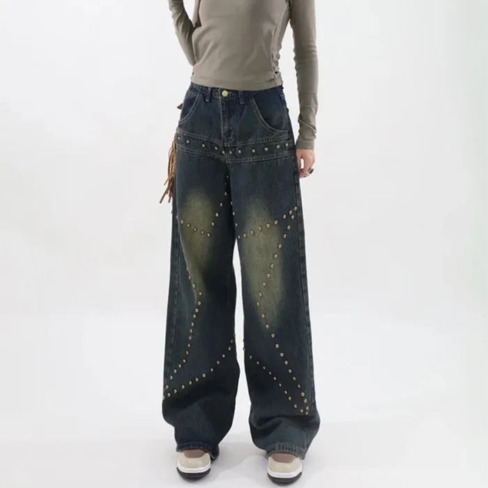 Brown Star Rivet Jeans