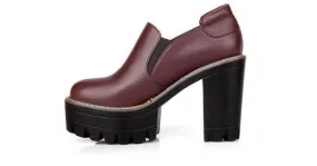 Chunky Burgundy Gothic High Heels