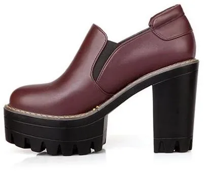 Chunky Burgundy Gothic High Heels