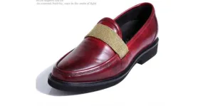 Burgundy Strap Leather Men's Dress Shoes