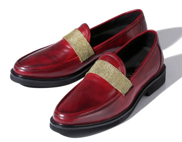 Burgundy Strap Leather Men's Dress Shoes