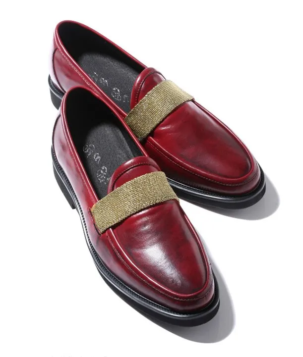 Burgundy Strap Leather Men's Dress Shoes