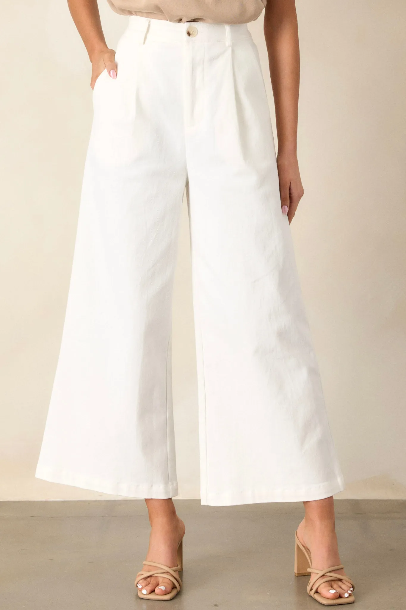 Call It Fate Ivory Wide Leg Cropped Jeans