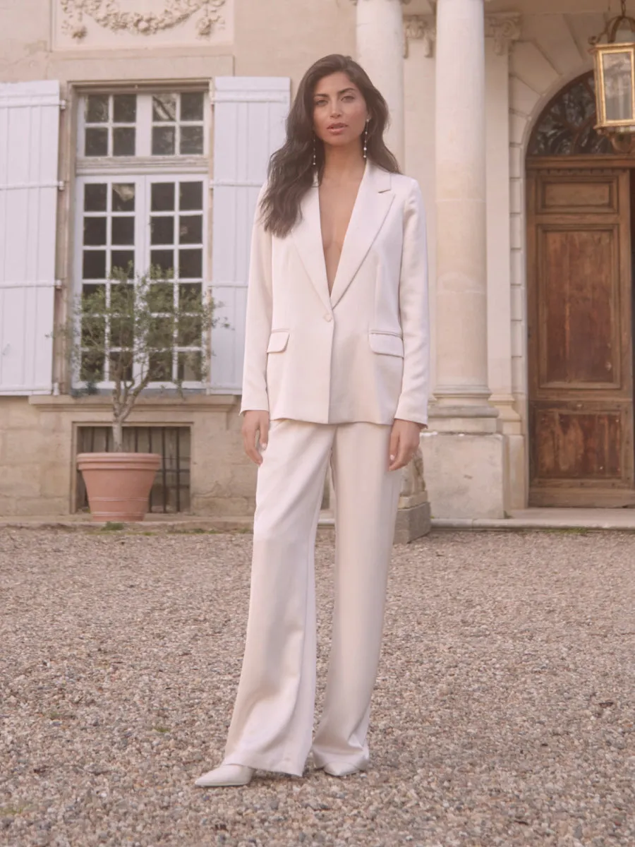 Callie Satin Suit Trousers - Ivory