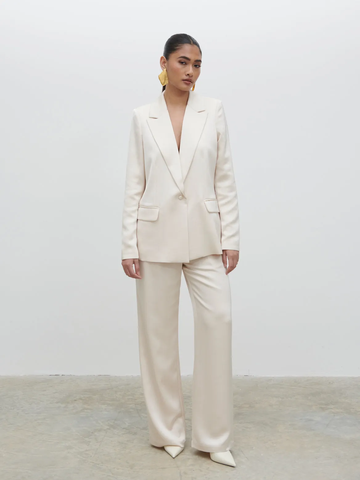 Callie Satin Suit Trousers - Ivory