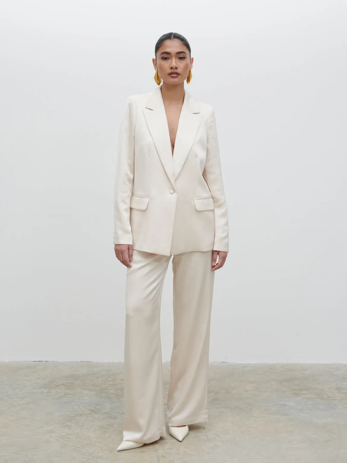 Callie Satin Suit Trousers - Ivory