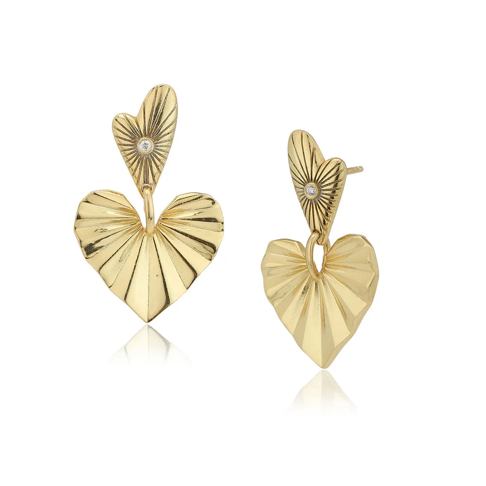 Carlton London Women'S Gold Western Brass Cubic Zirconia Post And Back Gold-Plated Single Heart Shaped Drop Earrings Fje3942