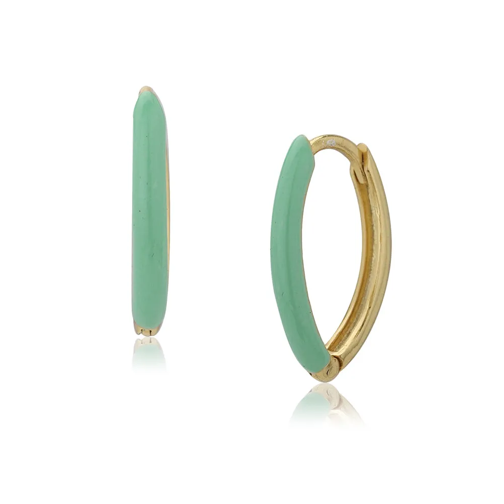 Carlton London Women'S Gold Western Brass Na Fish Hook Earwire Gold-Plated Single Gold-Toned & Green Oval Hoop Earrings Fje4035