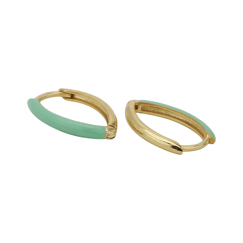 Carlton London Women'S Gold Western Brass Na Fish Hook Earwire Gold-Plated Single Gold-Toned & Green Oval Hoop Earrings Fje4035