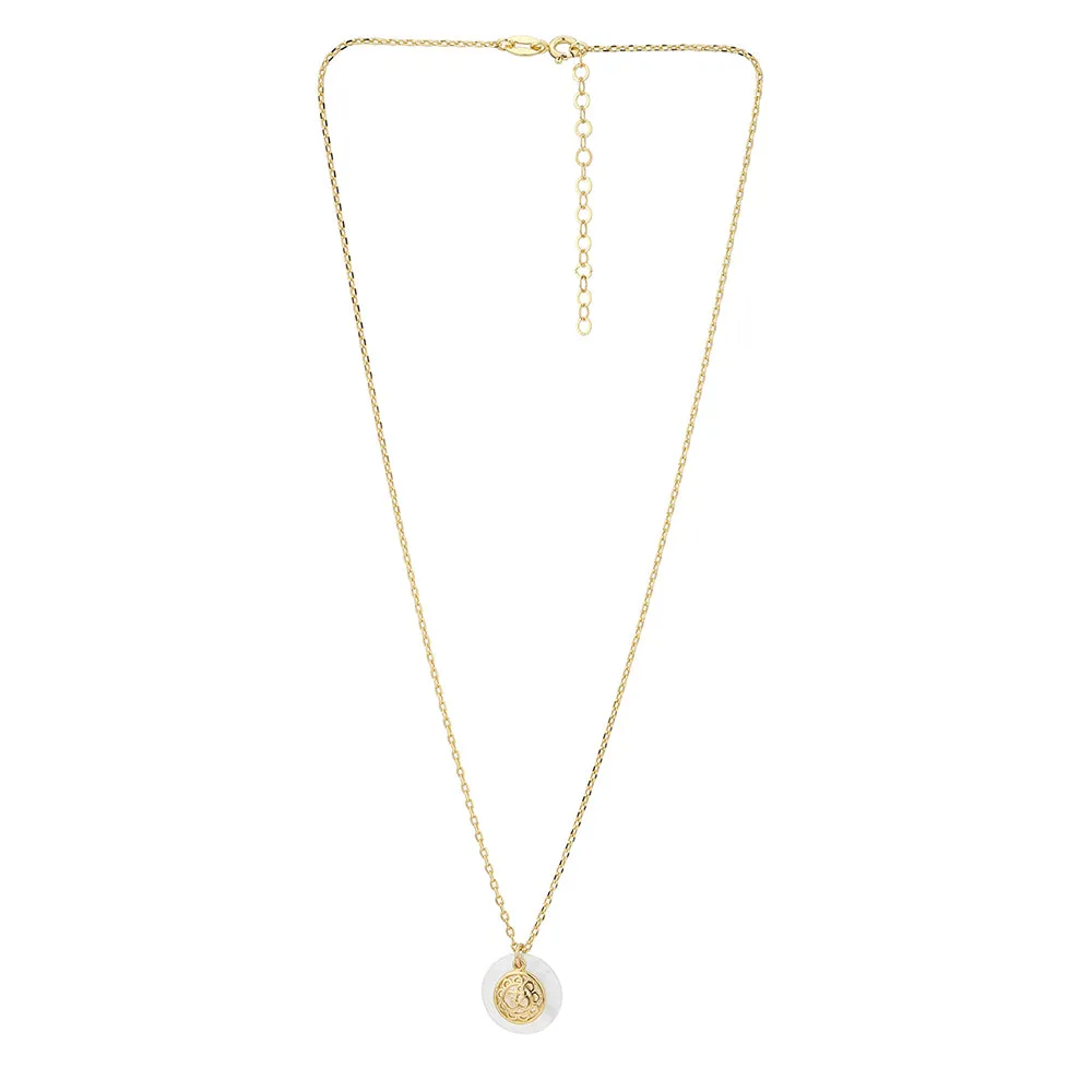 Carlton London Women'S Western Brass Gold-Plated Mother Of Pearl Pendant With Chain Fjn3954