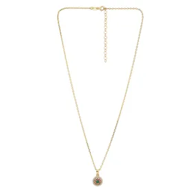 Carlton London Women'S Western Brass Women Gold-Plated Circular Pendant With Chain Fjn4027