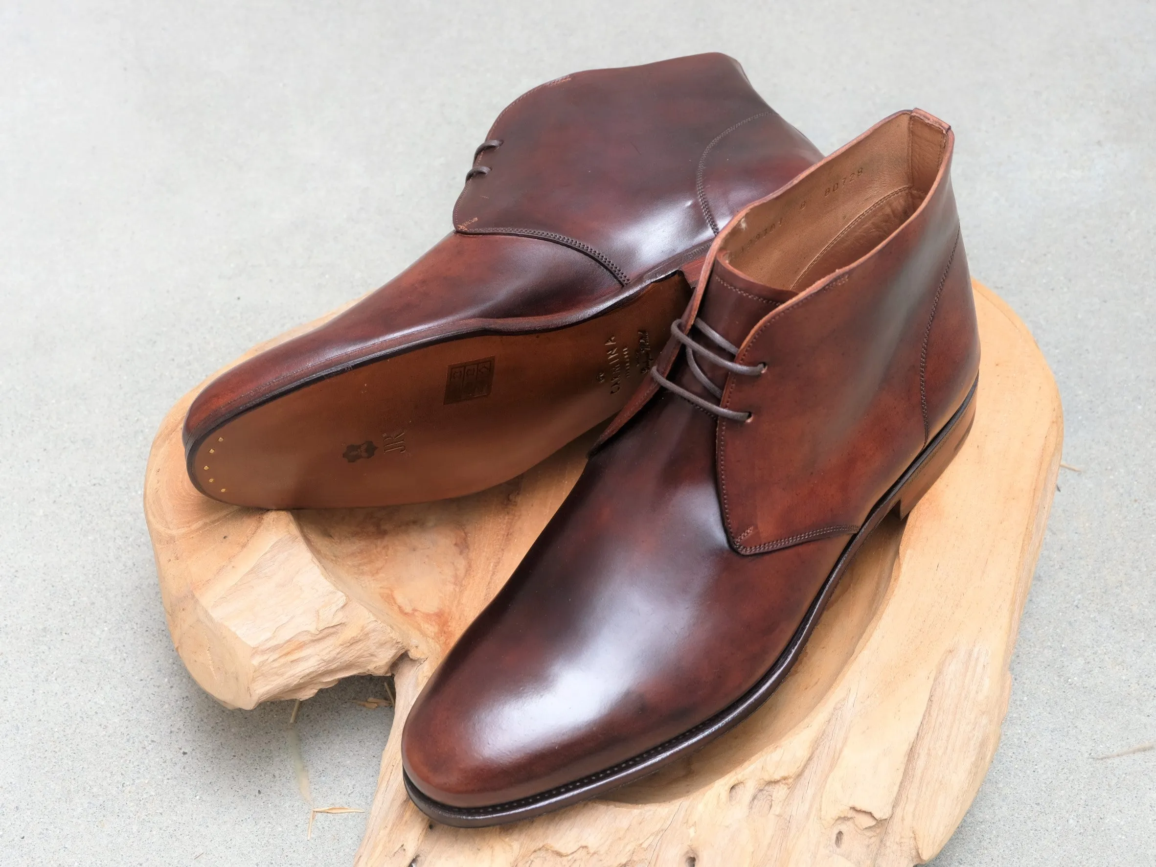 Carmina Shoemaker Unlined Chukka in Burnished Armagnac Shell Cordovan