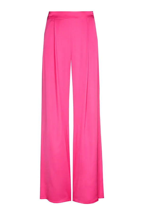 Caroline Biss HOT PINK WIDE SHINY TROUSERS