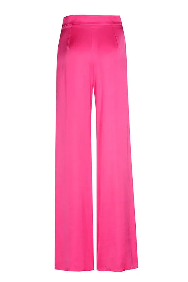 Caroline Biss HOT PINK WIDE SHINY TROUSERS