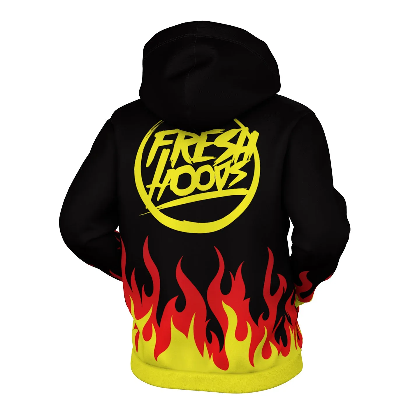 Cartoon Fire Print Zip Up Hoodie