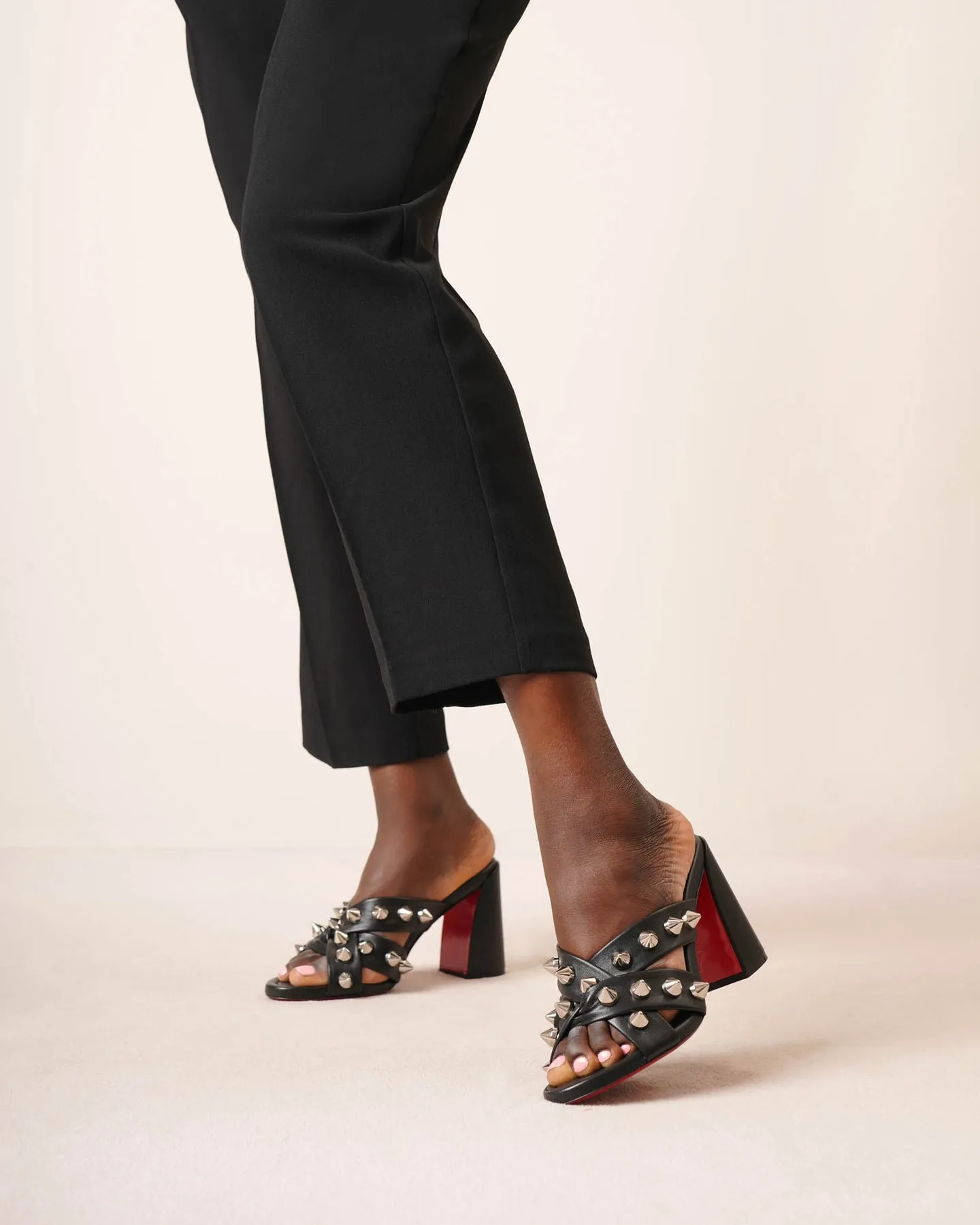 Christian Louboutin Spika club 85 black leather mules