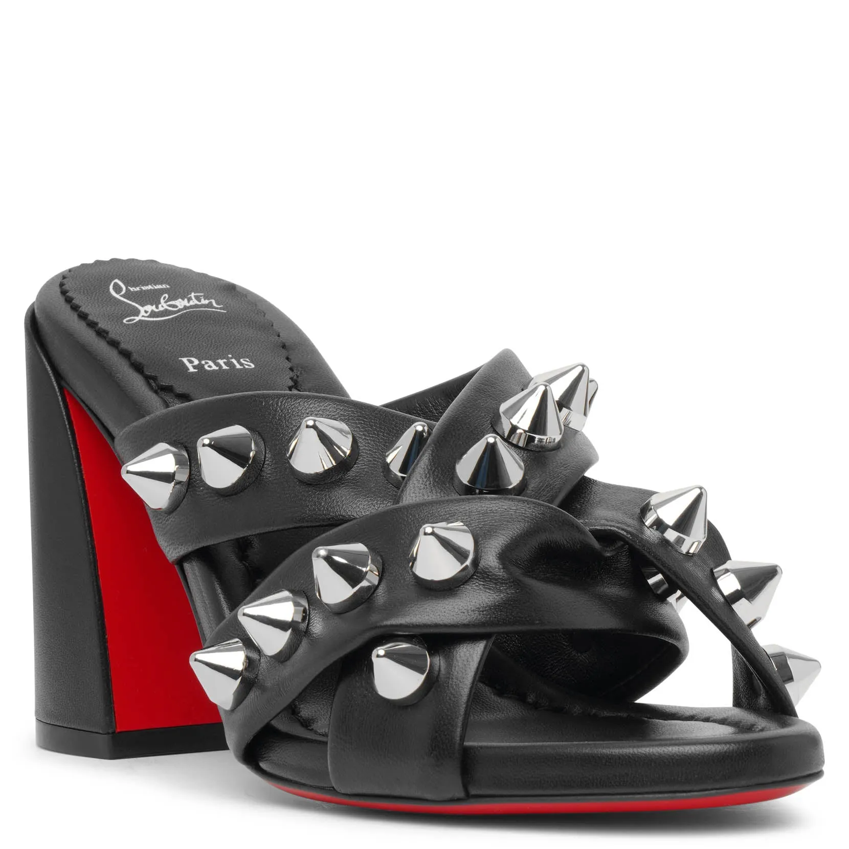 Christian Louboutin Spika club 85 black leather mules