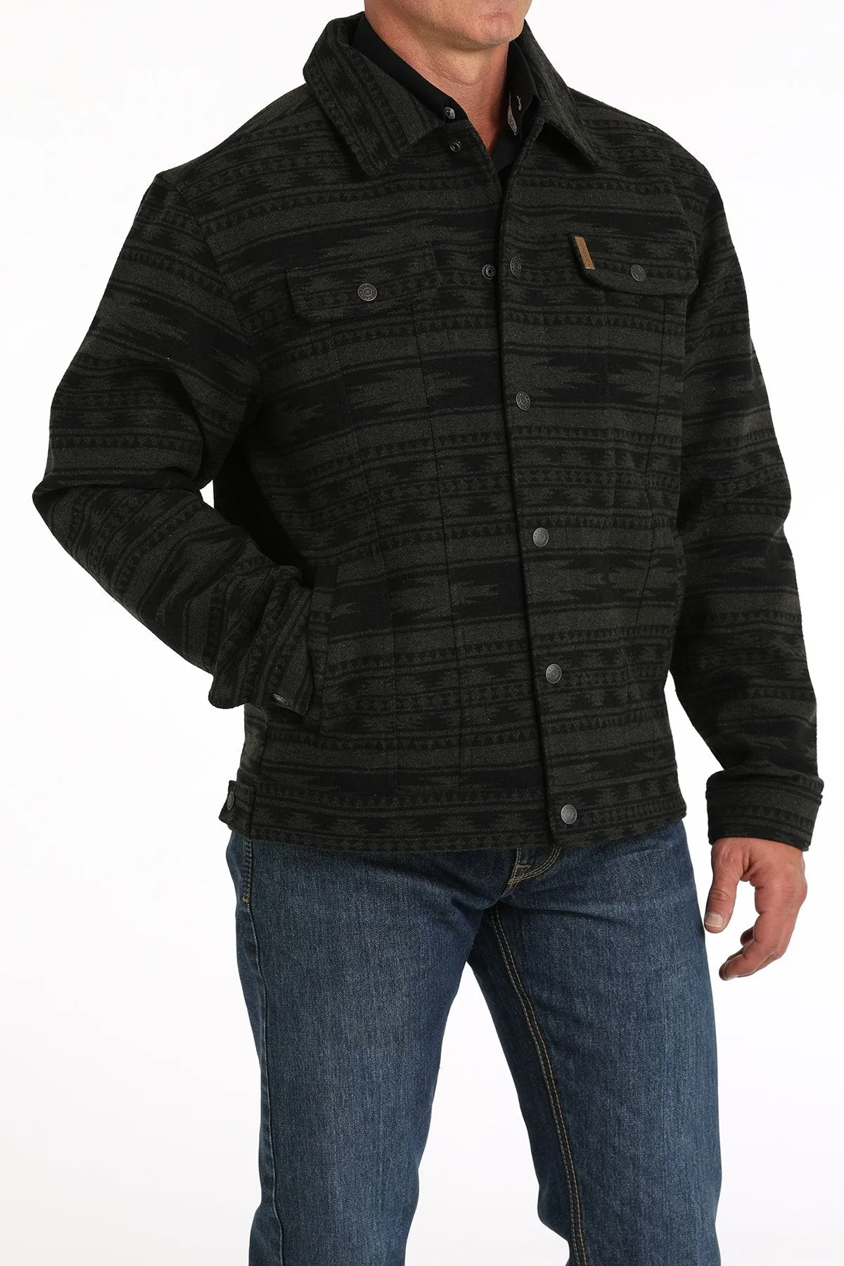 Black Wool Trucker Jacket for Men by Cinch Forest