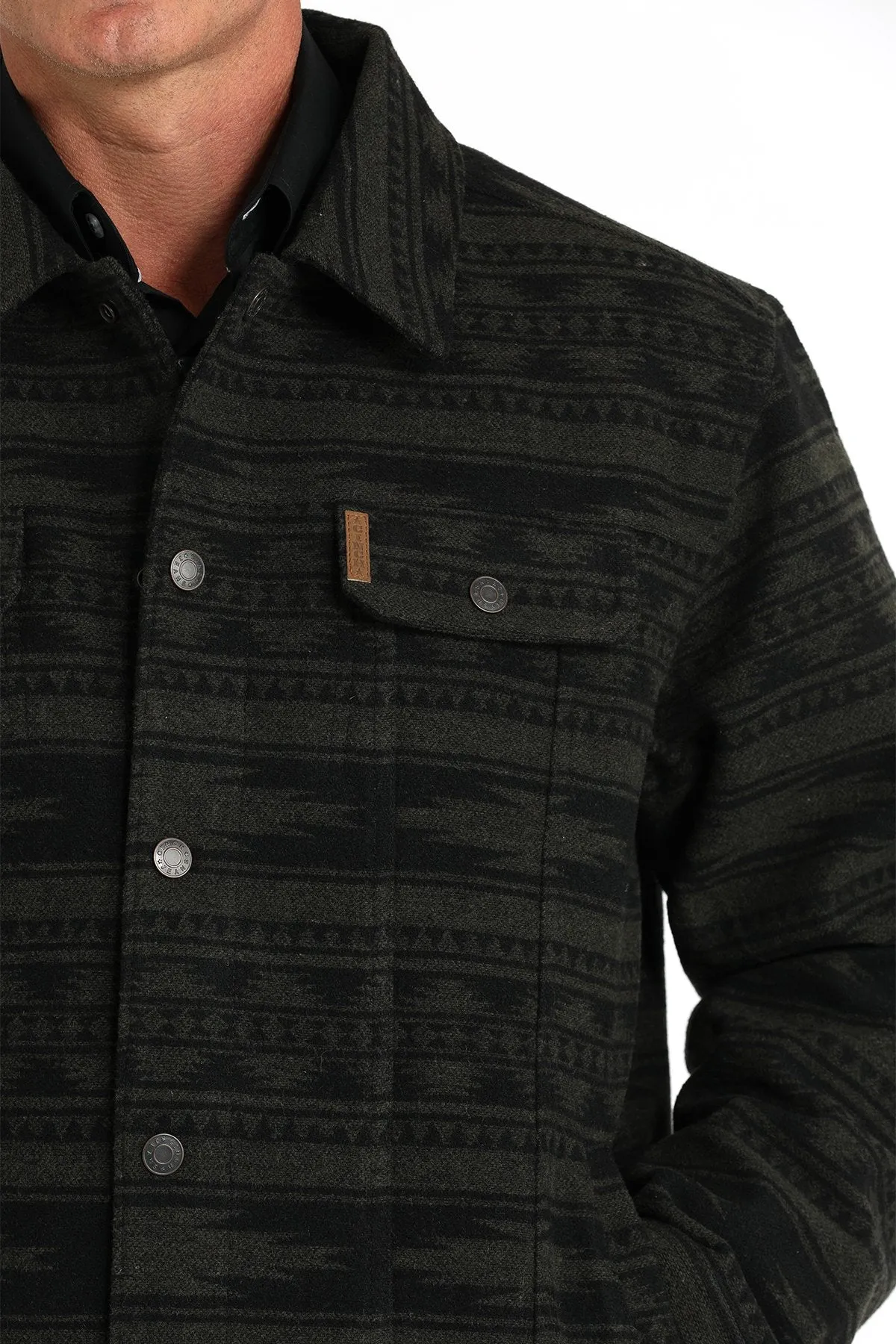 Black Wool Trucker Jacket for Men by Cinch Forest