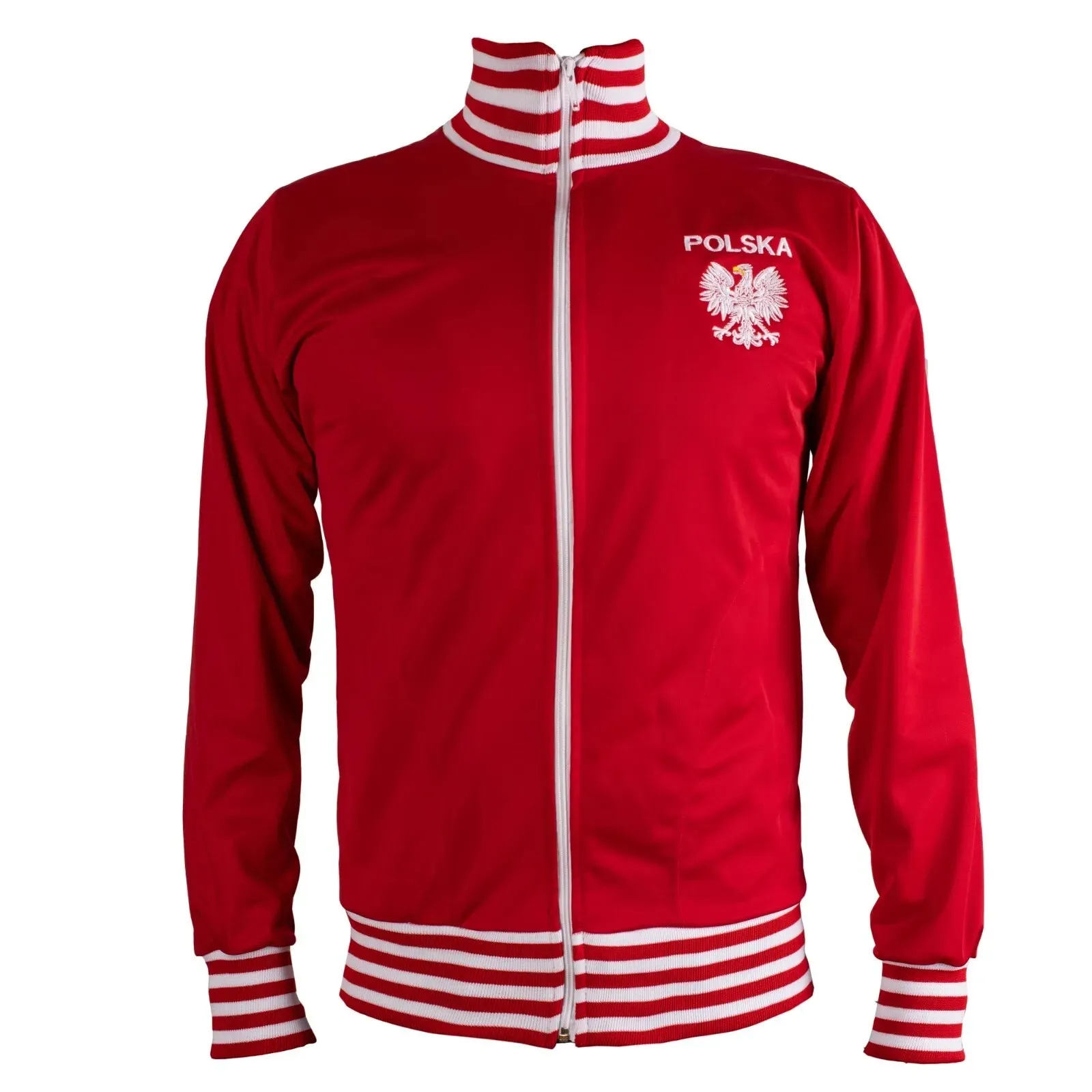 Classic Poland Polska Retro Football Red Jacket Zipped Men's Vintage Sport Fan