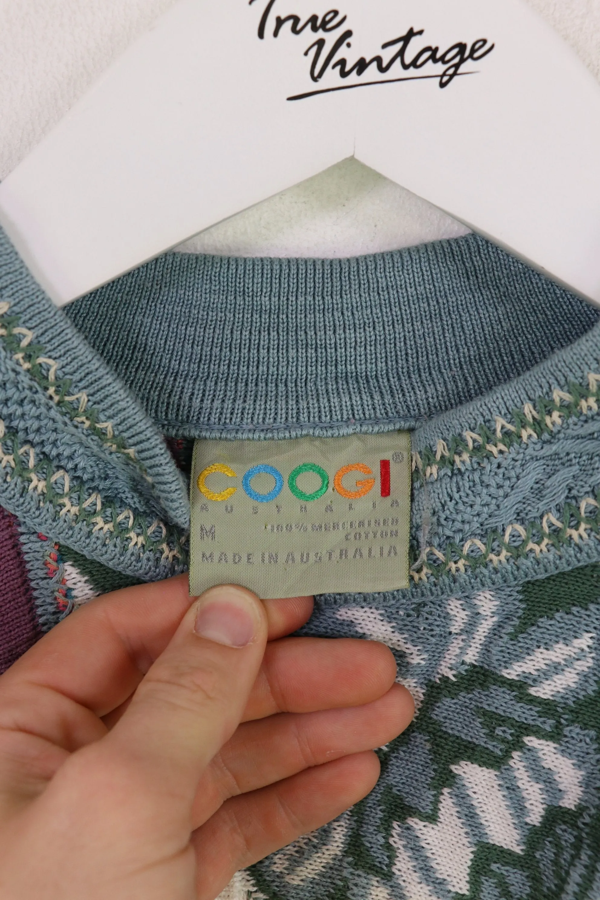 Coogi Knit Sweatshirt Purple Orange Green Medium