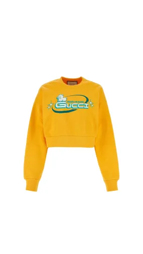 Yellow Printed Cotton Jersey Sweatshirt