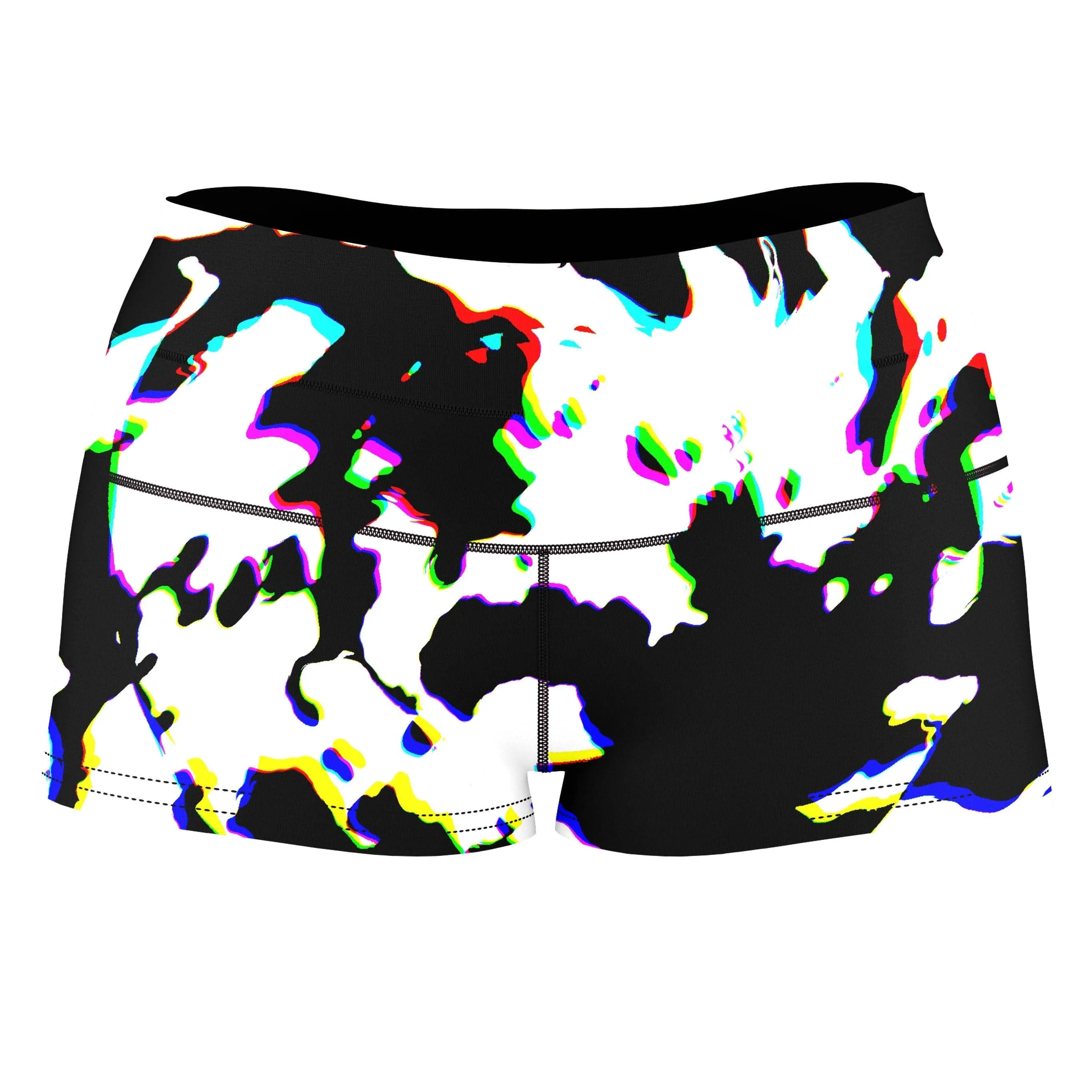 Cow Hide Print Rave Drip High-Waisted Women's Shorts