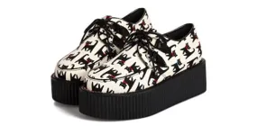 Cartoon Cats Lace Up Creepers Platforms Oxfords