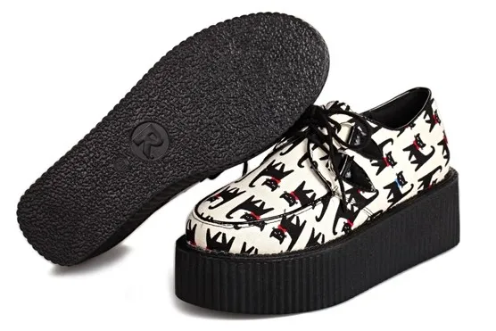 Cartoon Cats Lace Up Creepers Platforms Oxfords