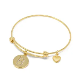 Crystal Initial Bracelet with 20kt Gold Plating - Letter B