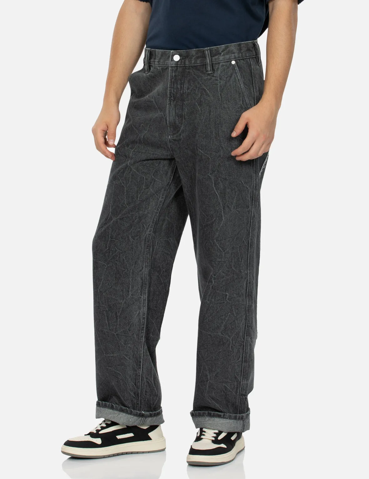 Daicock with Fringed Edges Baggy Fit Work Jeans