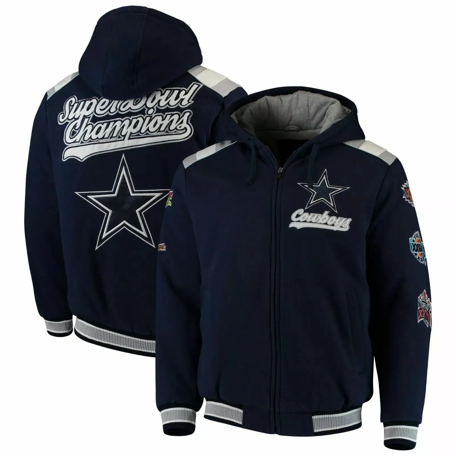 Dallas Cowboys Men's 5X Super Bowl Champions Hooded Commemorative Jacket-2