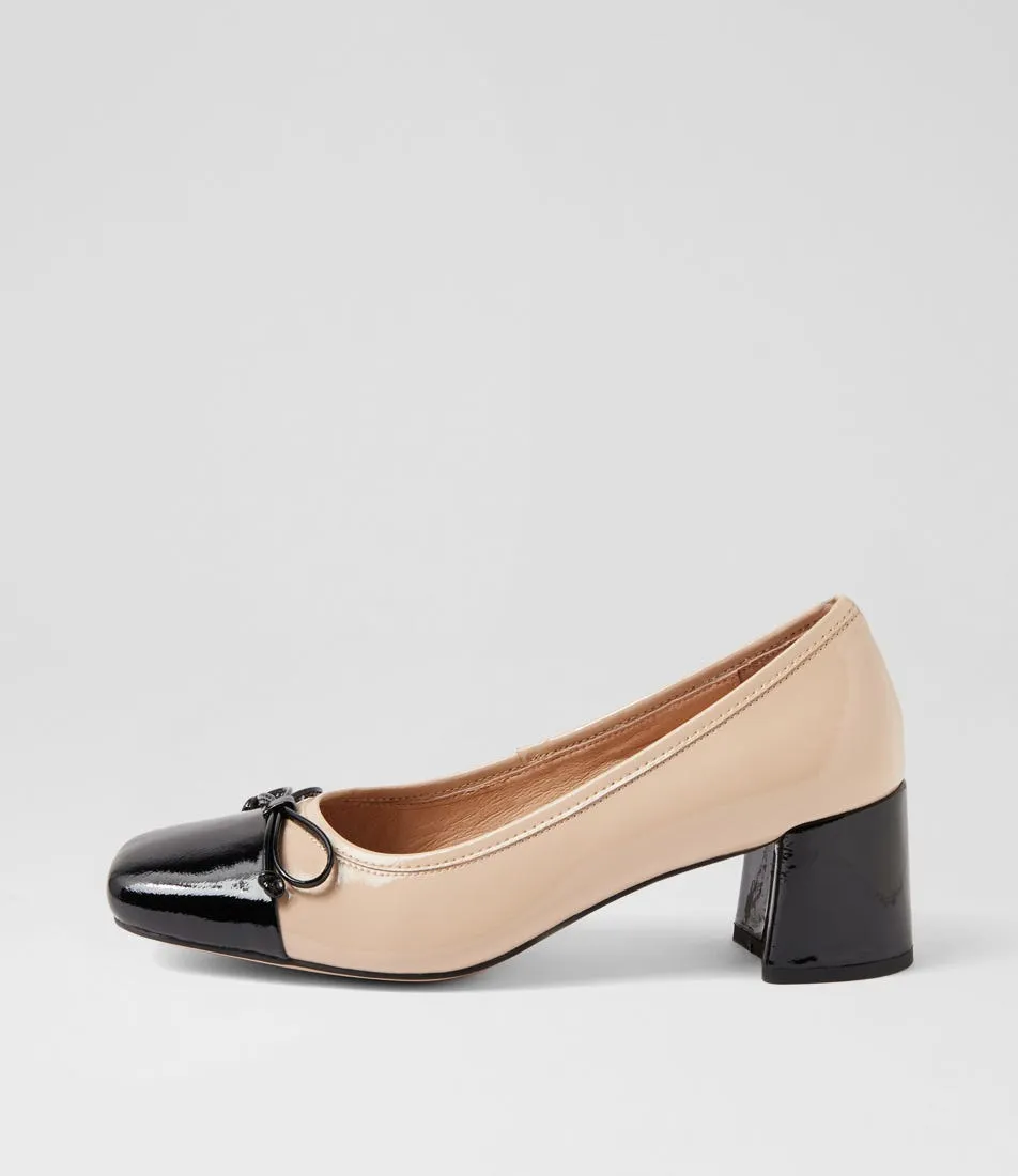 DIANA FERRARI Chile Black Latte Patent Leather Heels