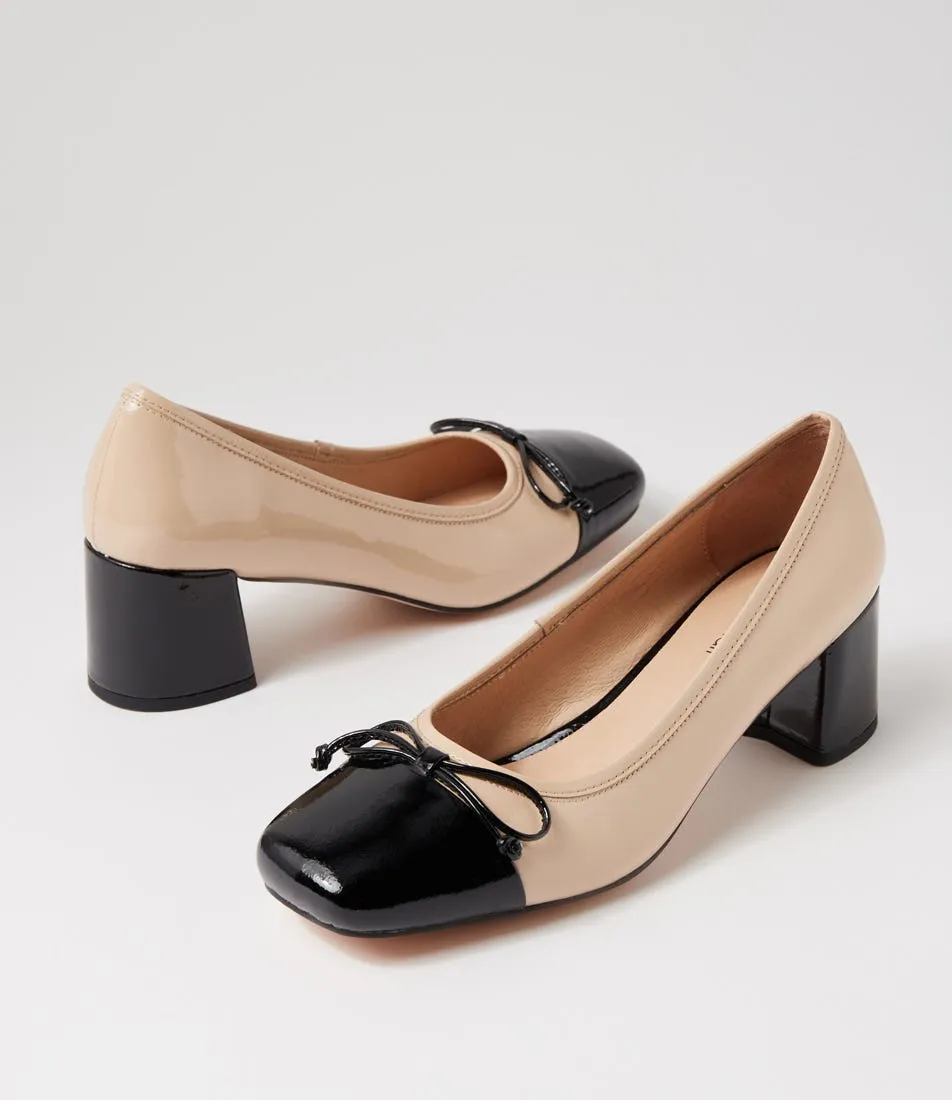 DIANA FERRARI Chile Black Latte Patent Leather Heels