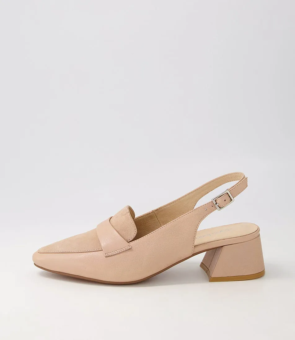 DIANA FERRARI Whoppi Dark Nude Leather Suede Heels