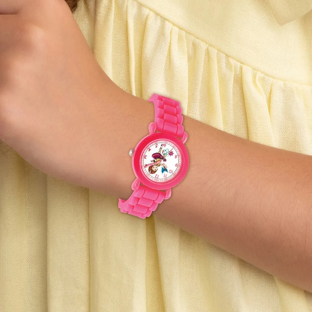 Disney Kids Fancy Nancy Pink Silicone Time Teacher Watch