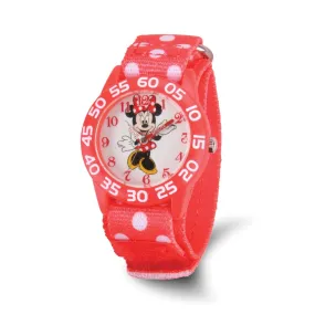 Minnie Mouse Red Acrylic Case Velcro Time Teacher Watch for Girls