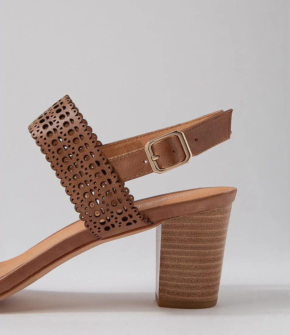 DJANGO & JULIETTE Crista Lrg Tan Leather Heels