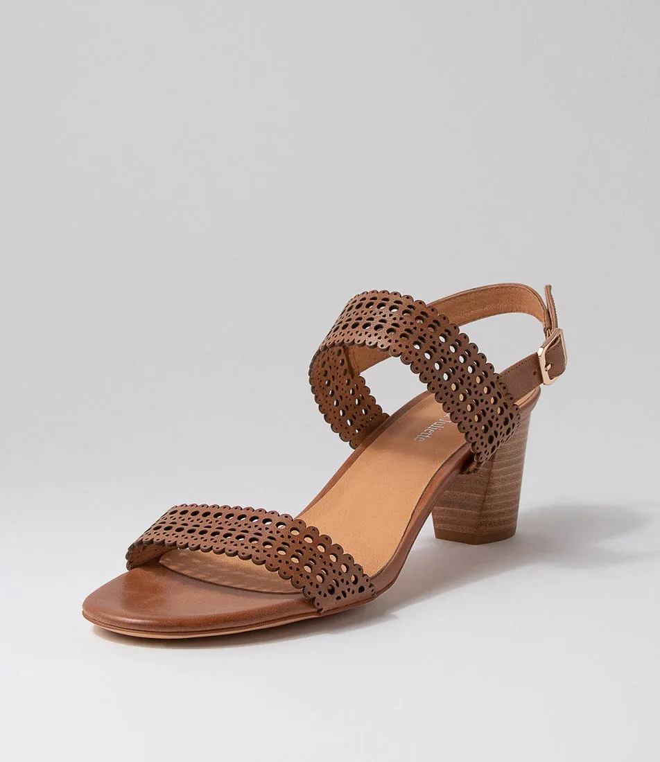 DJANGO & JULIETTE Crista Lrg Tan Leather Heels