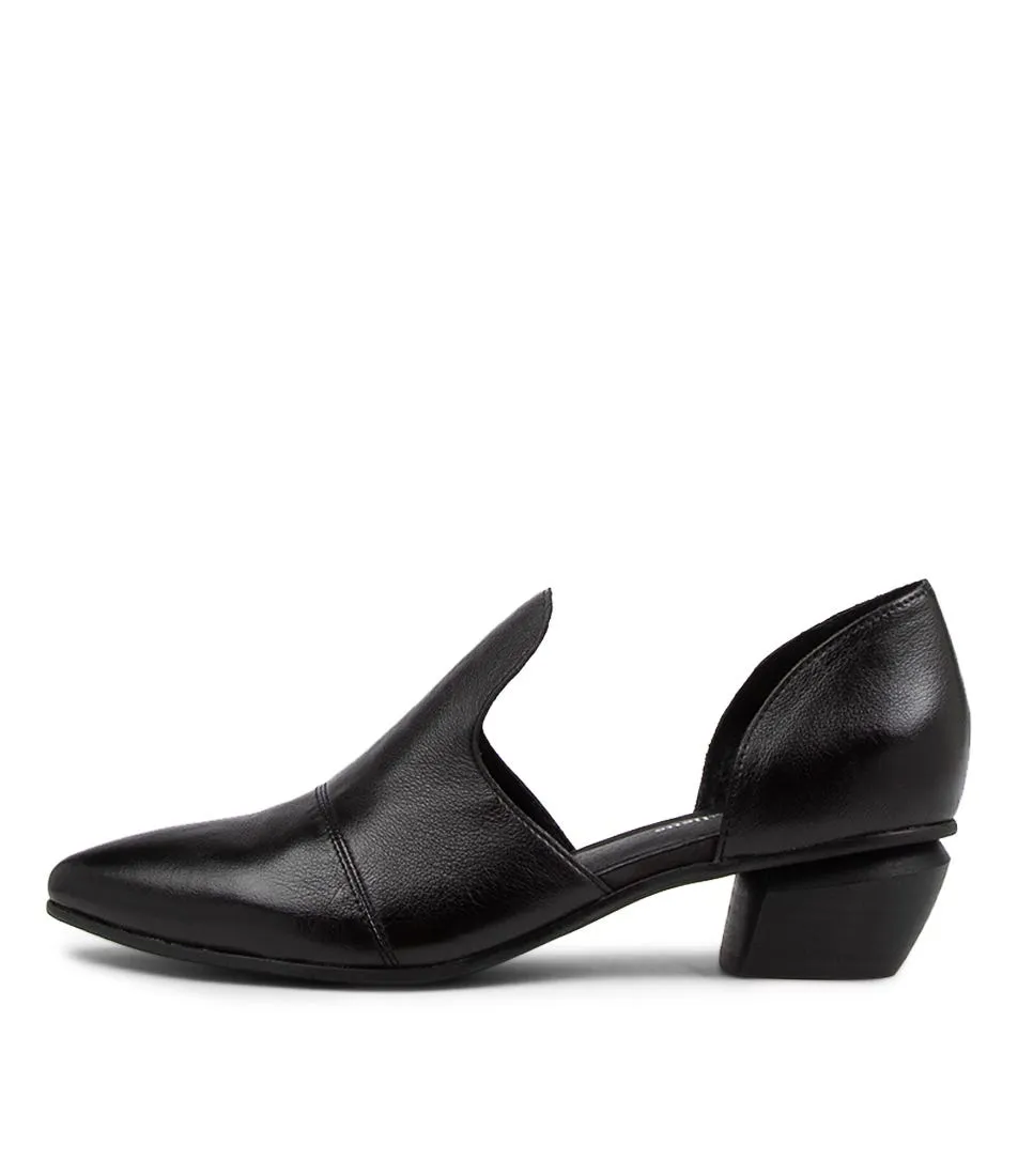 DJANGO & JULIETTE Naman Black Leather Heels Bh