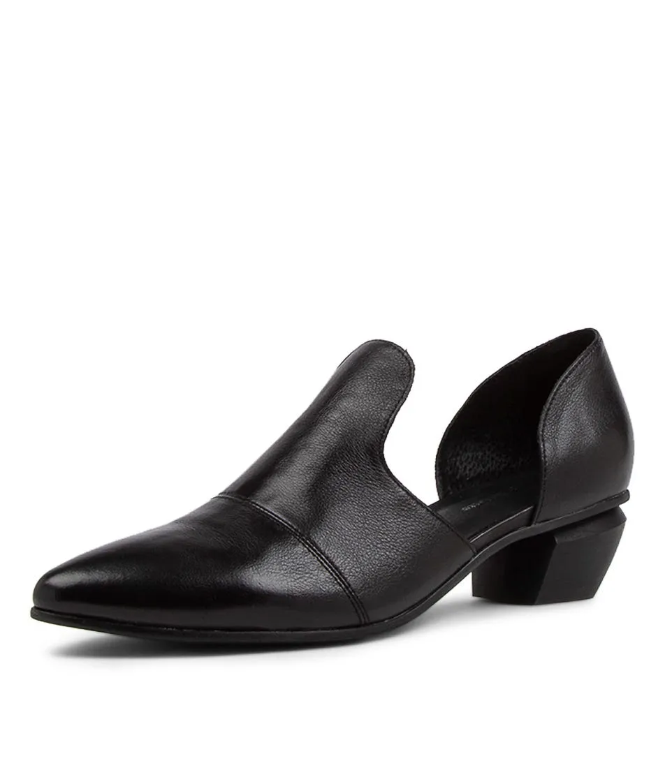 DJANGO & JULIETTE Naman Black Leather Heels Bh