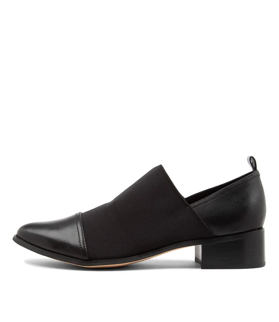 DJANGO & JULIETTE Ponto Lrg Black Leather Elastic Heels