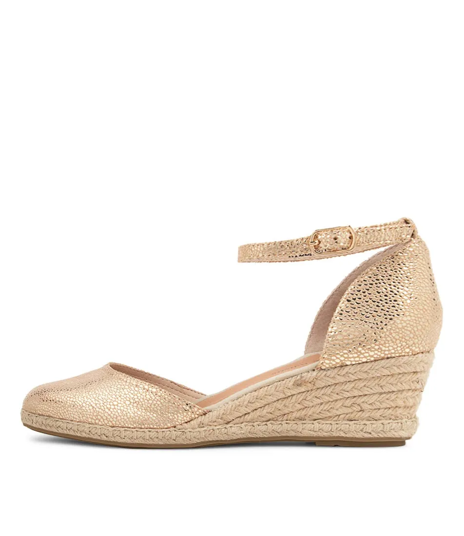 Gold Rope Leather Wedges