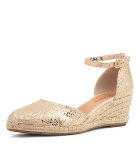 Gold Rope Leather Wedges