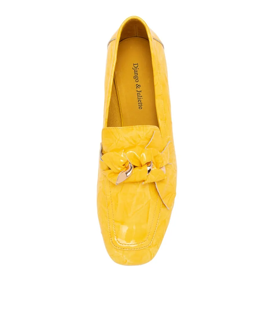 DJANGO & JULIETTE Viserys Yellow Shrunken Patent Heels