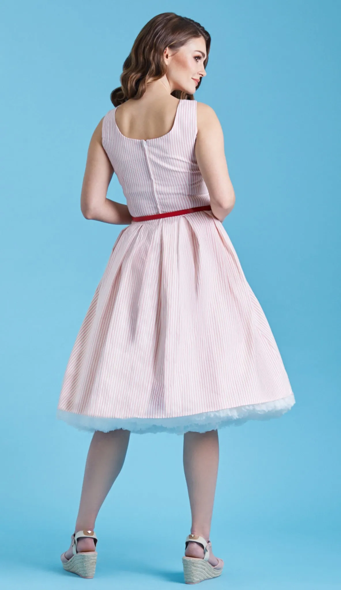 Dolly And Dotty Vintage Inspired Pink Striped Swing Dress