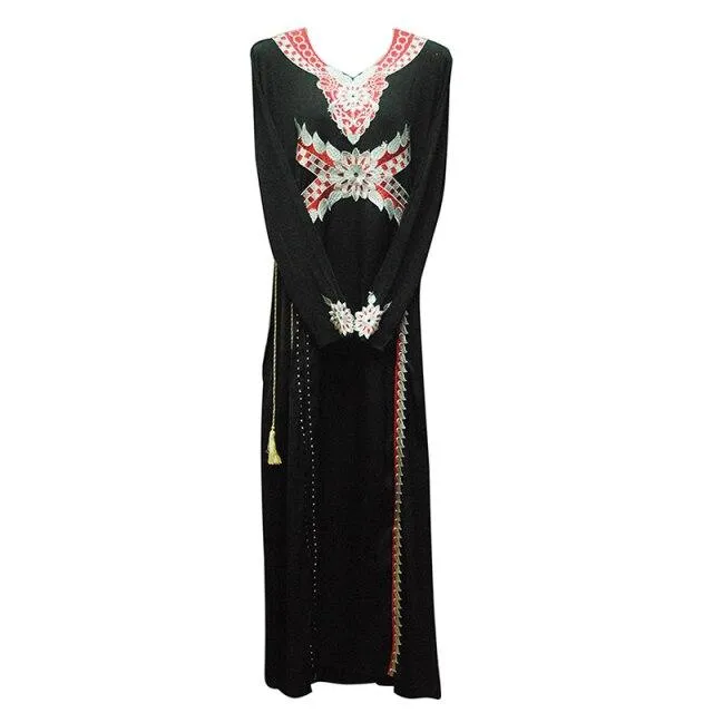 Dubai Islamic Muslim Women's Diamond Embroidered Ramadan Abaya Dress