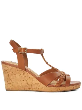 Wide Fit Tan Leather Cork Wedges